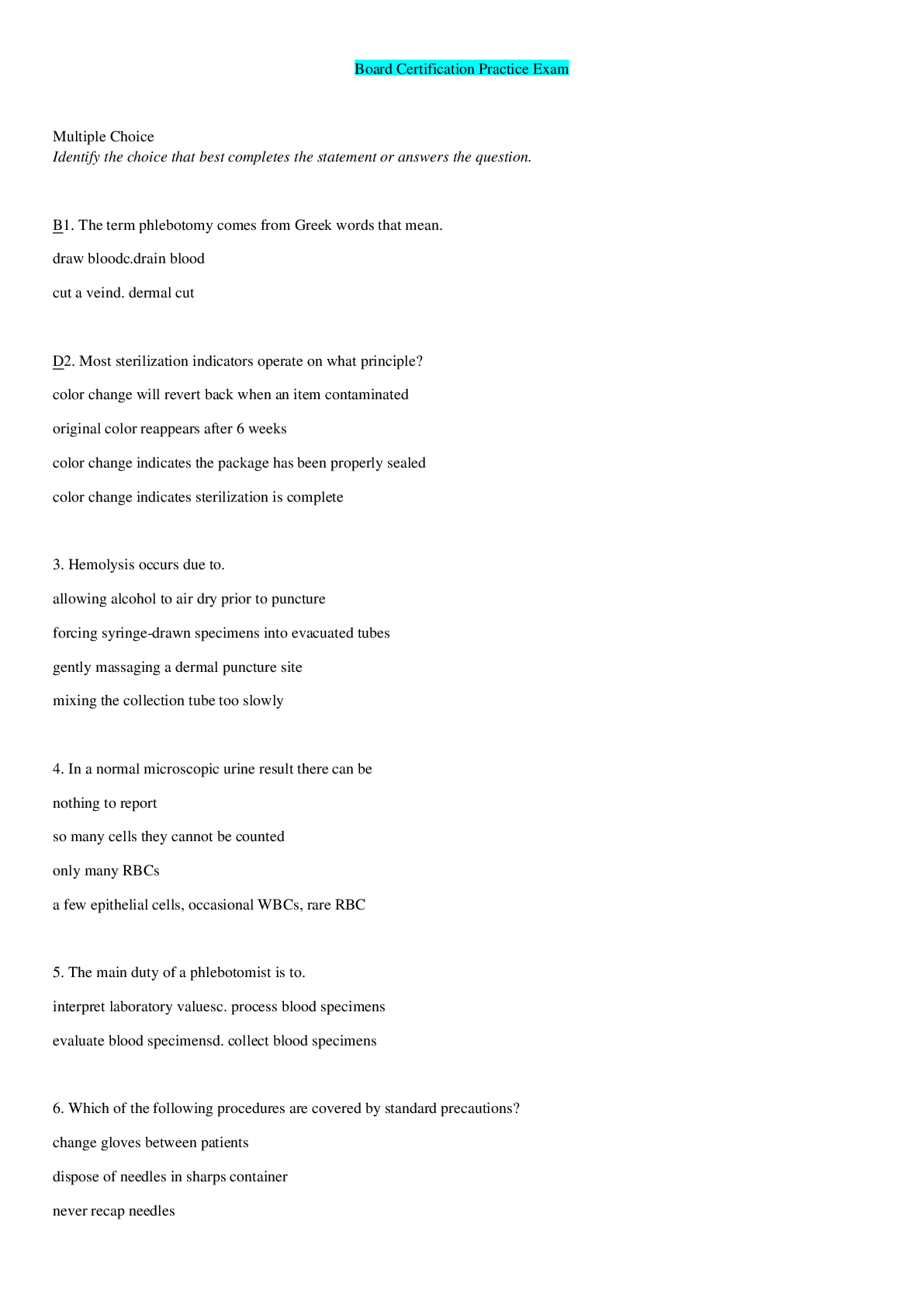 Preview image for CCMA(NHABoard Certification Practice Exam